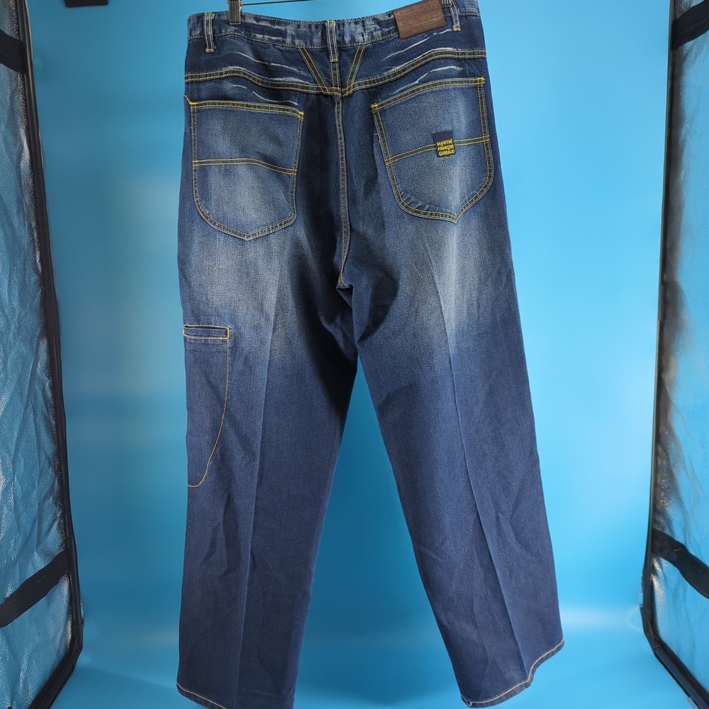 Marithe Francois Girbaud Men Wide Leg Baggy Jeans Blue Y2K 38M Skate JNCO style - Picture 3 of 16
